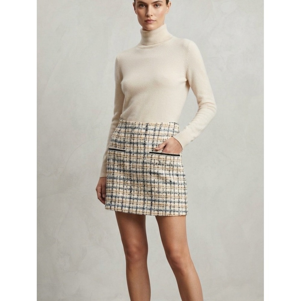 House‎ of Harlow 1960 Tweed Plaid Old Money Preppy Mini Skirt Medium